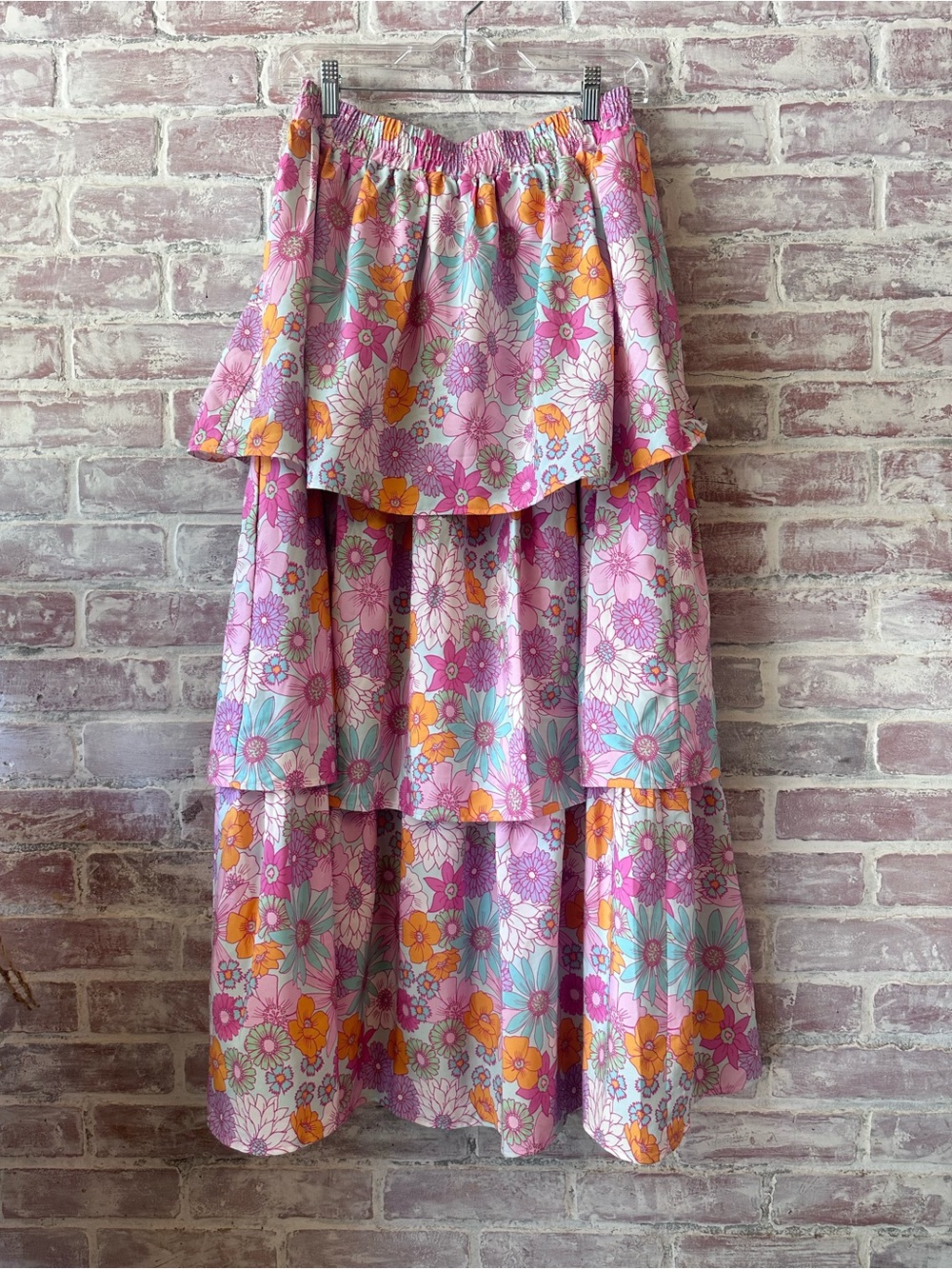 Tiered Floral Maxi Skirt in Pink - Picture 4 of 4